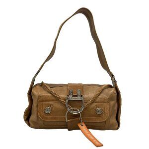 Auth DIOR/ChristianDior Flight Beige Leather Shoulder Bag